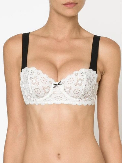 Shop Fleur Du Mal Crochet Lace Balconette Bra In White