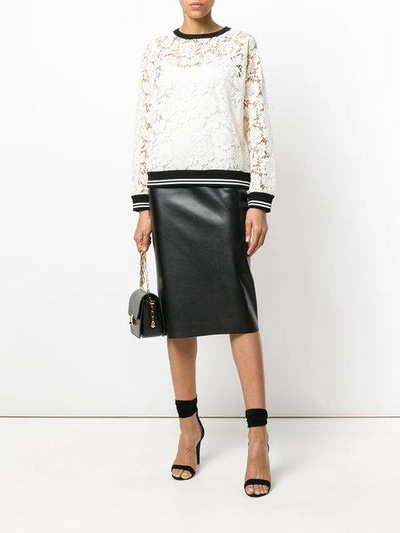 Shop Valentino Heavy Lace Sweatshirt In White