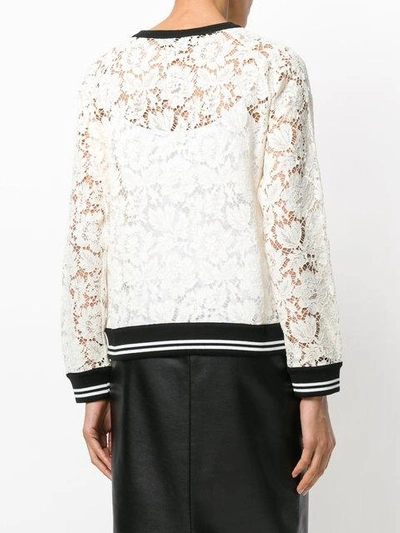 Shop Valentino Heavy Lace Sweatshirt In White