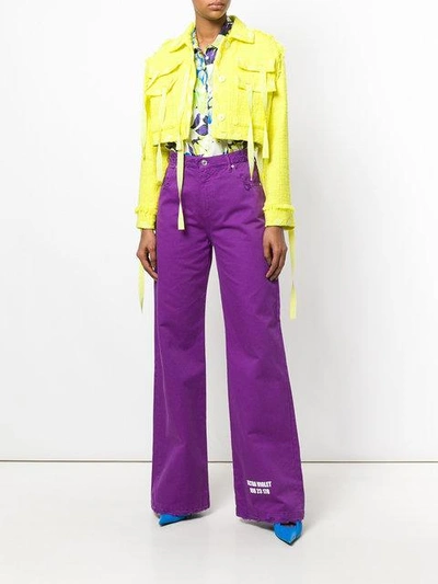 Shop Msgm Wide Leg Trousers In Purple