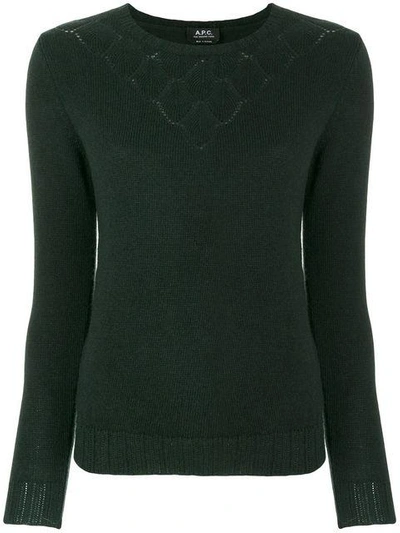 Shop Apc Patterned Knit Neckline Sweater