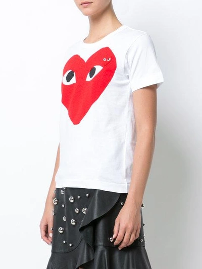 Shop Comme Des Garçons Play Heart Print And Application T-shirt - White