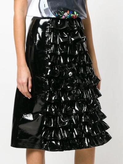 Shop Christopher Kane Front Ruffle Patent Leather Skirt
