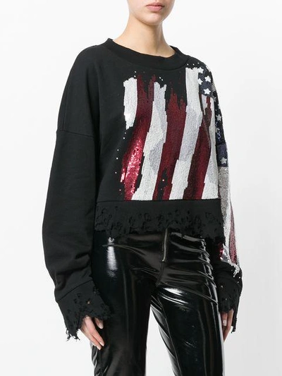 Shop Amen Distressed Flag Embellished Sweatshirt In Black