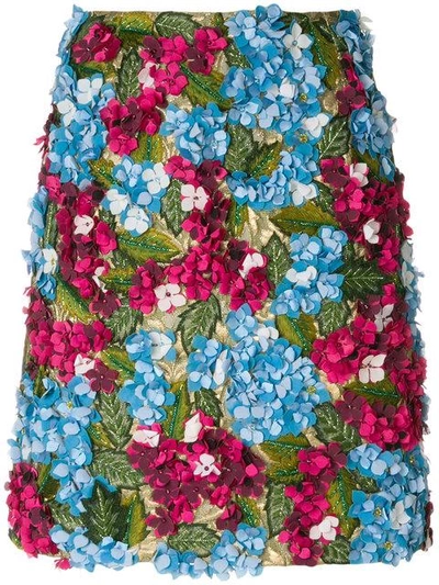 Shop Dolce & Gabbana Hydrangea Embroidered Skirt In Multicolour