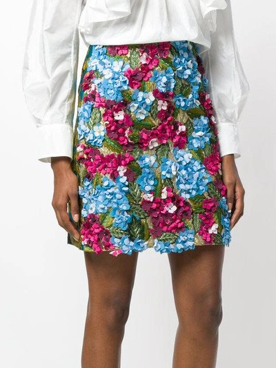 Shop Dolce & Gabbana Hydrangea Embroidered Skirt In Multicolour