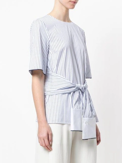 Shop Victoria Victoria Beckham Striped Wrap Blouse In White