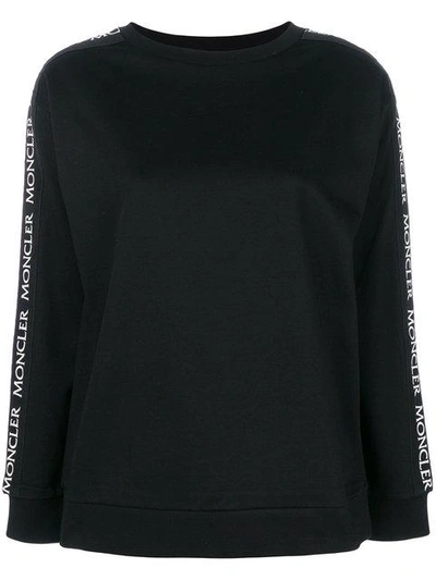Shop Moncler Logo Sleeve Sweatshirt In Black