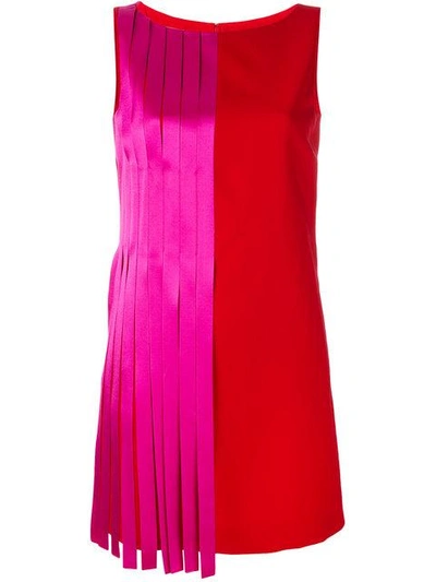 Shop Versace Colour Block Mini Dress In Red