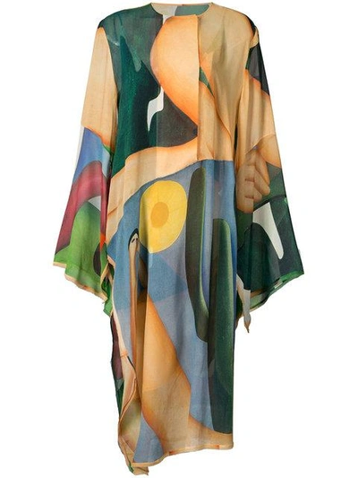 Shop Osklen X Tarsila Asymmetric Hem Printed Dress - Multicolour