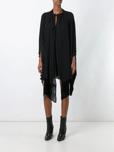 Shop Plein Sud Draped Silk Asymmetric Dress In Black