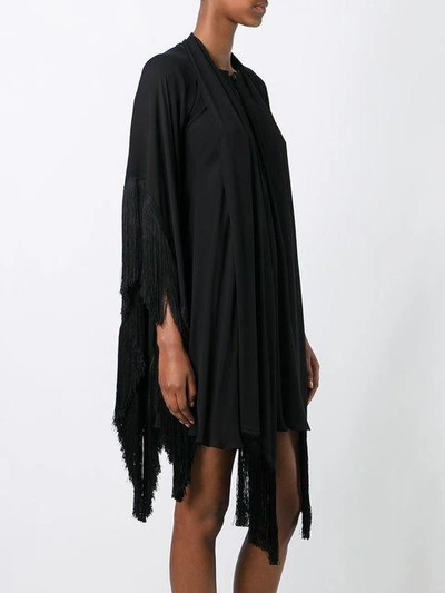 Shop Plein Sud Draped Silk Asymmetric Dress In Black