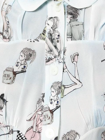 Shop Miu Miu Illustration Print Shirt In Blue