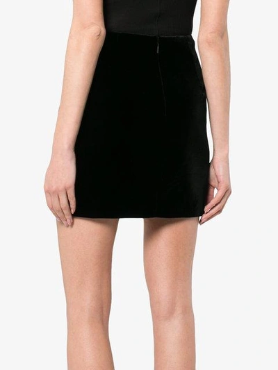 Shop Saint Laurent Silk Cut Out Hem Mini Skirt - Black