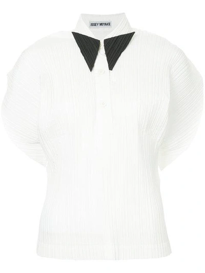 Shop Issey Miyake Bow Tie Detail Shirt - White