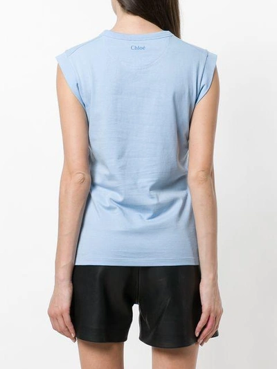 Shop Chloé Graphic Print Sleeveless T-shirt - Blue