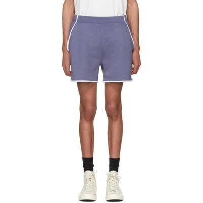 Shop Maison Kitsuné Maison Kitsune Blue Terry Cotton Shorts