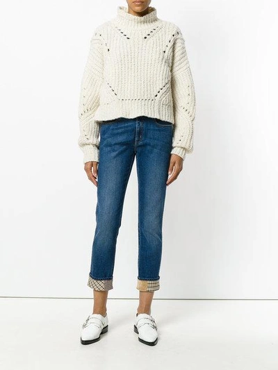 Shop Stella Mccartney Retro Checked Straight Jeans In Blue