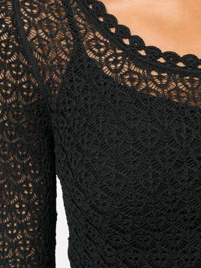 Shop Dolce & Gabbana Crochet Scoop Neck Sweater In Black