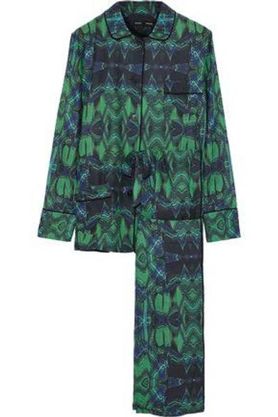 Shop Proenza Schouler Printed Silk Pajama Set In Green