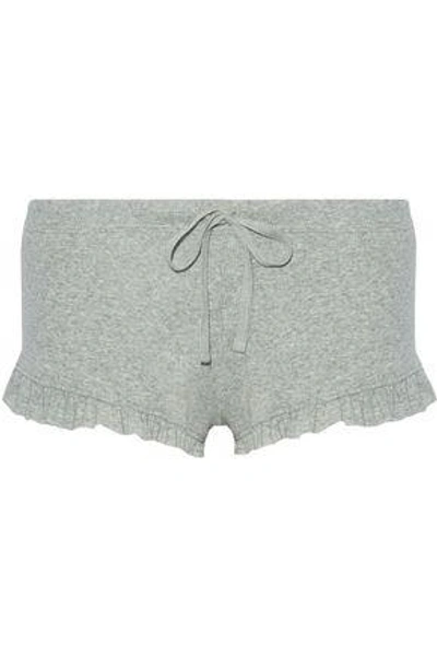 Shop Skin Woman Ruffle-trimmed Ribbed Pima Cotton Pajama Shorts Stone