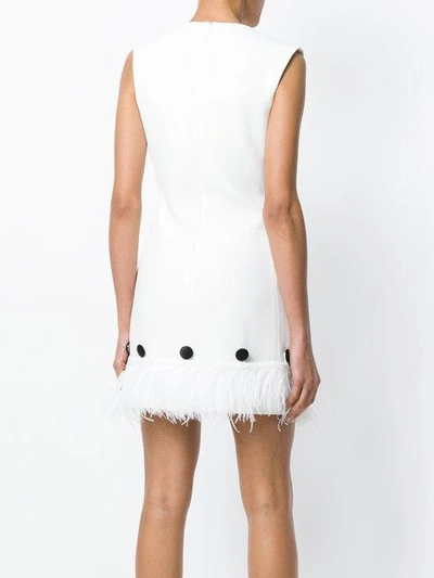 Shop David Koma Double Breasted Ostrich Feather Hem Dress