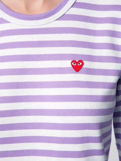 Shop Comme Des Garçons Play Mini Heart Striped T-shirt In Pink