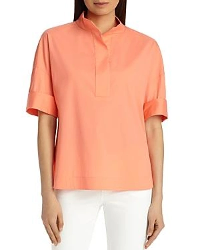 Shop Lafayette 148 Silvia Stand-collar Blouse In Coral Reef