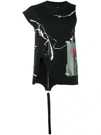 Shop Proenza Schouler Printed Top With Asymmetrical Sleeves - Black