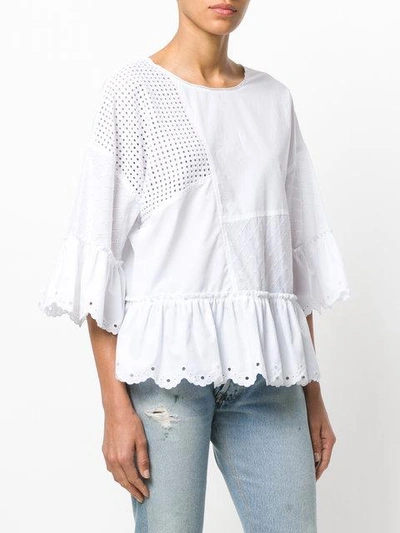 Shop Mcq By Alexander Mcqueen Panelled Peplum Blouse In White