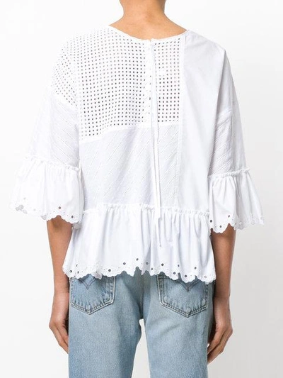 Shop Mcq By Alexander Mcqueen Panelled Peplum Blouse In White