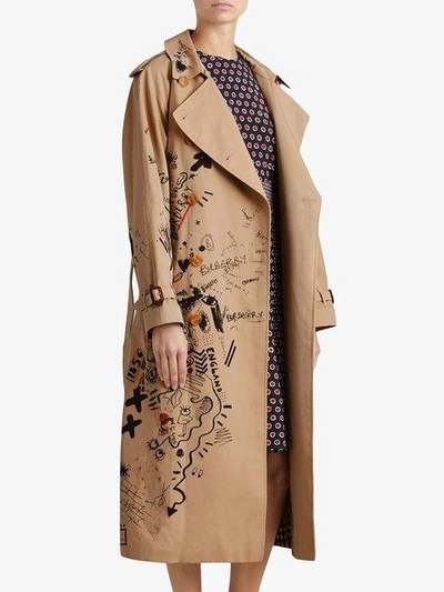 Shop Burberry Sketch Print Trench Coat - Brown