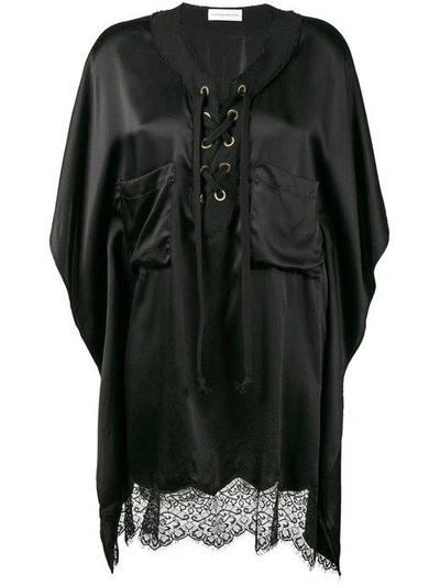 Shop Faith Connexion Asymmetric Lace Shirt In Black