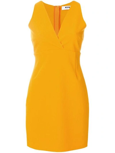 Shop Msgm V-neck Fitted Mini Dress - Orange