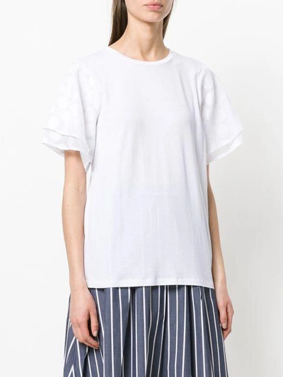 Shop Michael Michael Kors Polka Dot Sleeve T-shirt - White