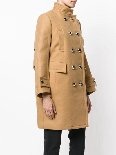Shop Sacai Double Breasted Pea Coat In Brown