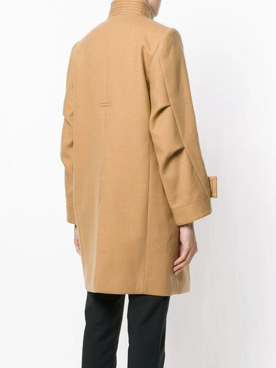 Shop Sacai Double Breasted Pea Coat In Brown