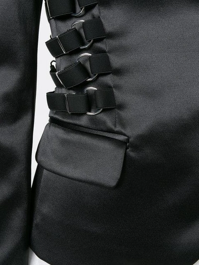 Shop Jeremy Scott Zip & Strap Detail Blazer In Black