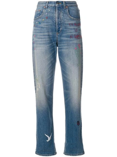 cropped embroidered jeans
