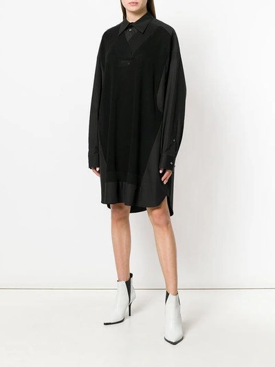 Shop Maison Margiela Knitted Panel Oversized Shirt Dress