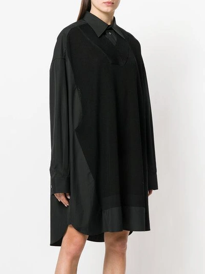 Shop Maison Margiela Knitted Panel Oversized Shirt Dress