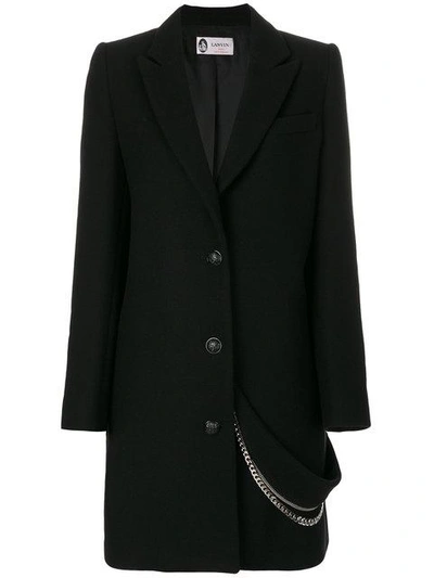 Shop Lanvin Chain Embellished Coat In Black