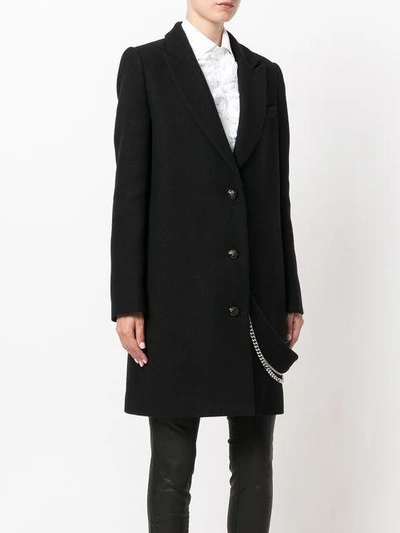 Shop Lanvin Chain Embellished Coat In Black