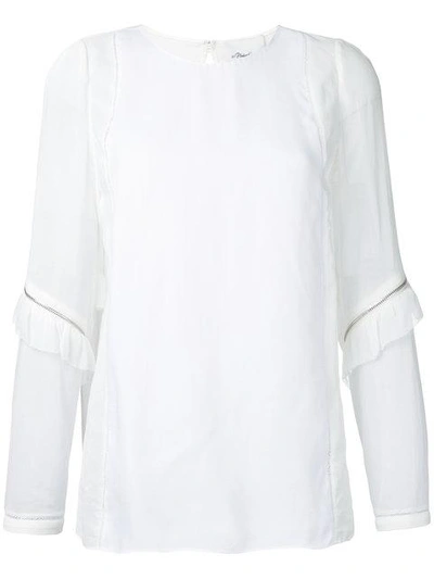 Shop 3.1 Phillip Lim / フィリップ リム Ruffle And Zip Sleeve Detail Top In White