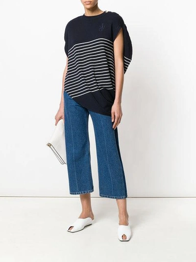 Jw Anderson Cirular Mariniere Wool Knit Top In Blue