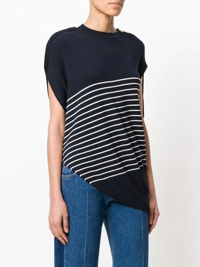 Jw Anderson Cirular Mariniere Wool Knit Top In Blue