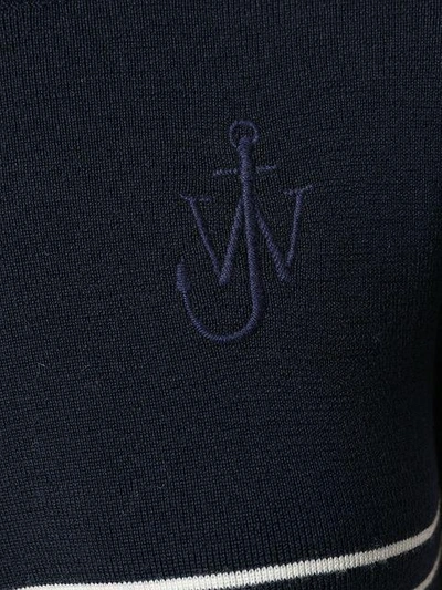 Jw Anderson Cirular Mariniere Wool Knit Top In Blue