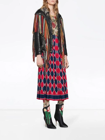 Shop Gucci Rhombus Silk Skirt