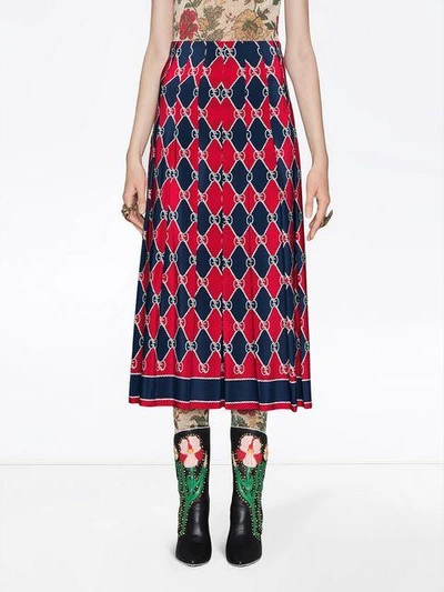 Shop Gucci Rhombus Silk Skirt