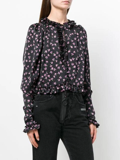floral print ruffle blouse